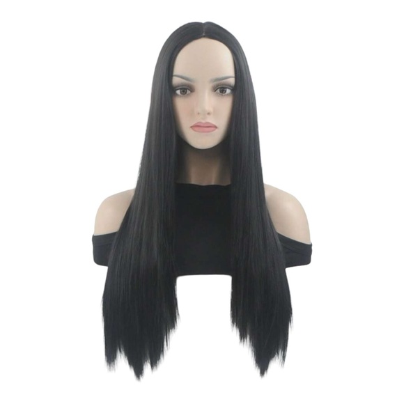 26 Inch Middle Part Long Straight Black Synthetic Wigs For Women - Picture 3 of 4